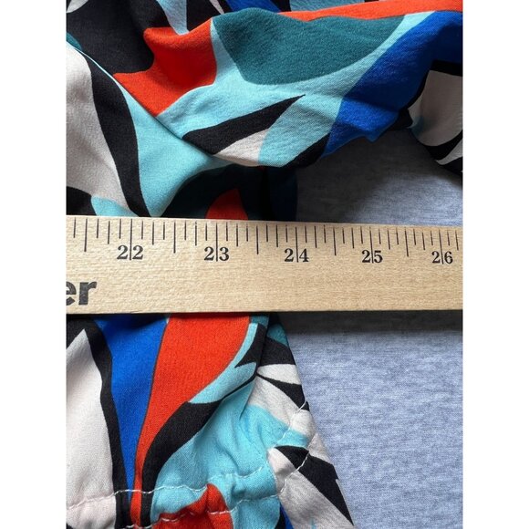 Jodifl Abstract Mini Dress Womens Small Colorful Ruffled Long Sleeve Tie Waist - Picture 8 of 10